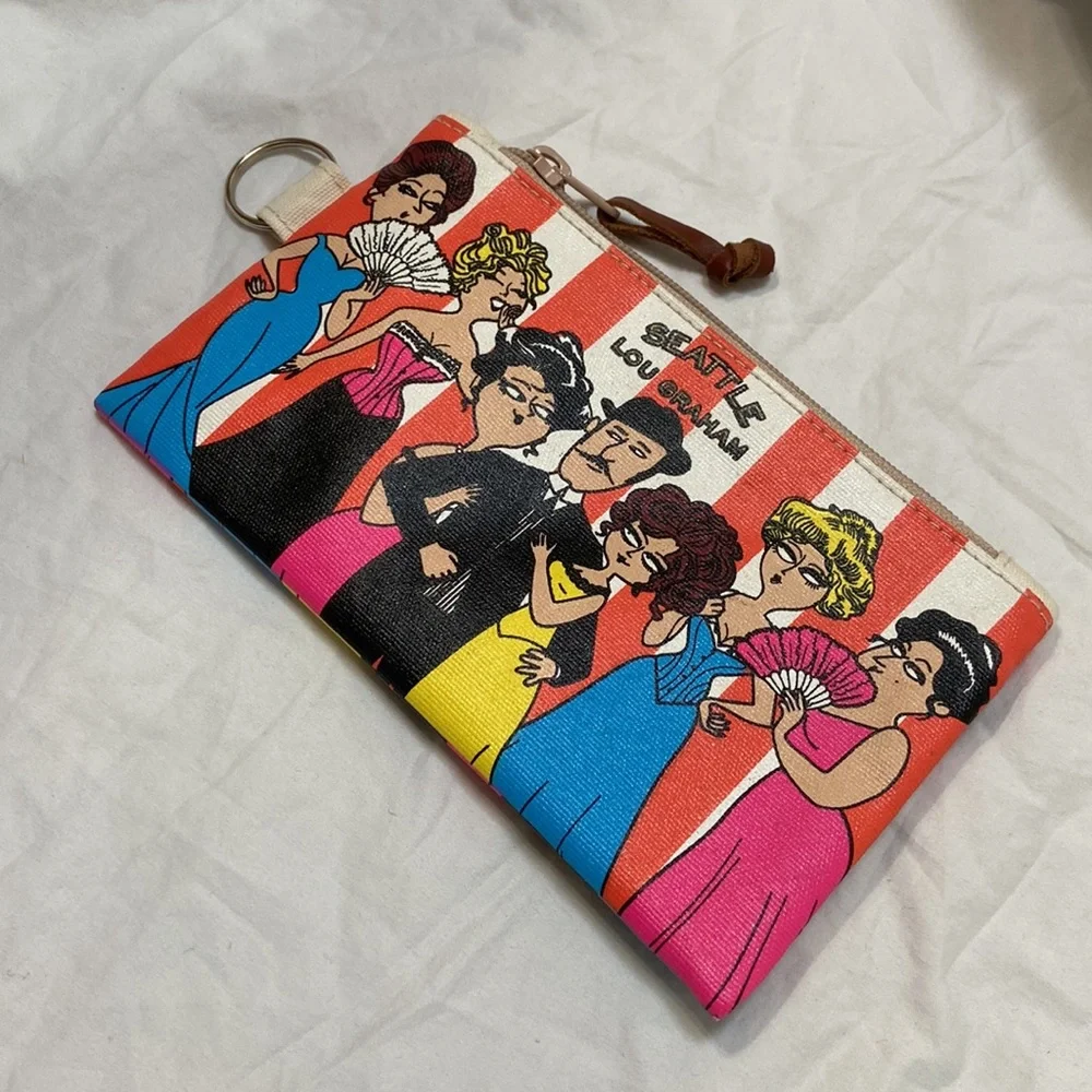 Women’s Seattle Lou Graham colorful makeup/clutch cotton case/bag. One size.